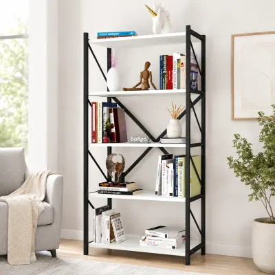 Biblioteca Metalica cu 5 Rafturi pentru Living si Birou, PAL 18 mm, 66 x 34 x 160 cm