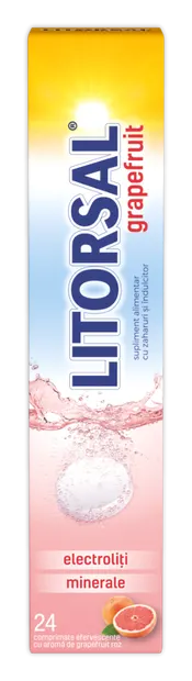 Electroliti cu aroma de grapefruit Litorsal, 24 comprimate efervescente, Zdrovit