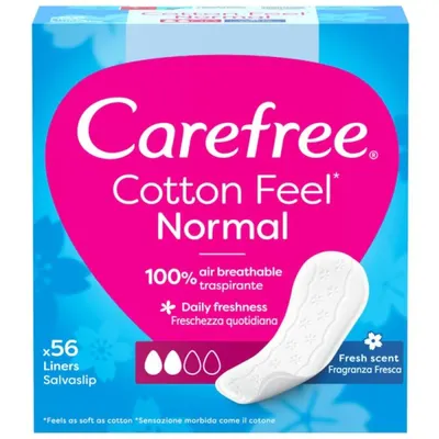 Absorbante Zilnice Carefree Panty Liners, Cotton, 56 Bucati
