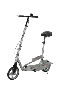 Trotineta Kinderauto Pegasus, cu pedale si scaun, reglabila si pliabila, sistem amortizare si franare, roti cauciuc pline, gri