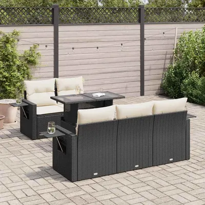 Gossi set mobilier de gradina cu perne, 6 piese, negru, poliratan