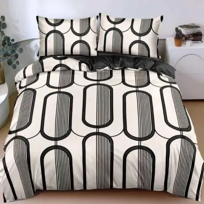 Lenjerie pat dublu bumbac satinat - 3 Bucati 219 Lei - Crem abstract