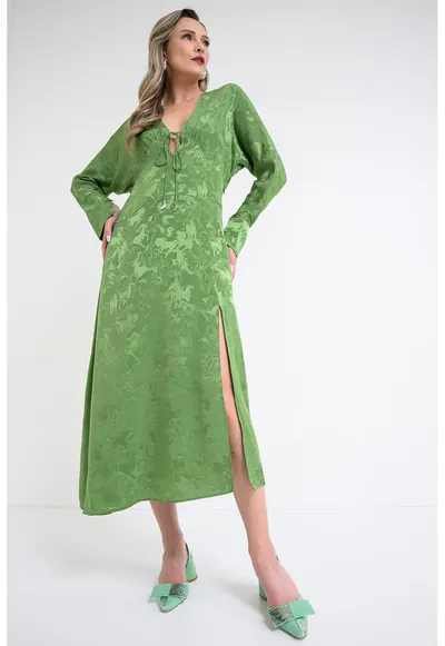 Rochie cu model Verveine - Verde aquamarin