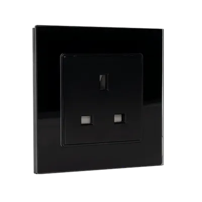 Uk Type Socket 13a Glass Frame Black