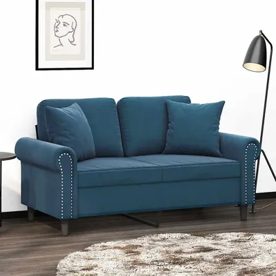 vidaXL Perne decorative, 2 buc., albastru, 40x40 cm, catifea