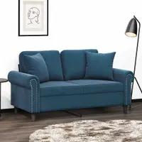 vidaXL Perne decorative, 2 buc., albastru, 40x40 cm, catifea
