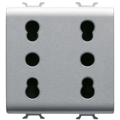 Priza dubla standard italian 16A 2 module Gewiss Chorus GW14208, titan