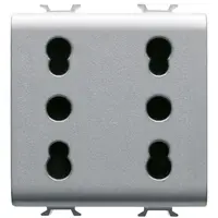 Priza dubla standard italian 16A 2 module Gewiss Chorus GW14208, titan