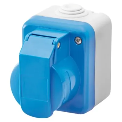 Wall-Mounting Industrial Socket-Outlet To Iec 309 Standard - 2p+e - 230v - Ip44 - Grey Ral 7035