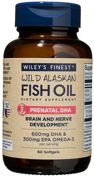 Ulei de pește Omega-3 DHA pentru femeile însărcinate, 60 capsule, Wiley's Finest