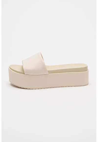 Papuci cu talpa flatform - Maro nisip