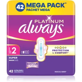 Always Platinum Super Size 2 absorbante cu aripioare