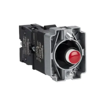 Bloc luminos cu corp si element de fixare, Easy Harmony XB2, metal, rosu, bulb 24V DC LED, 220V AC, 1NC