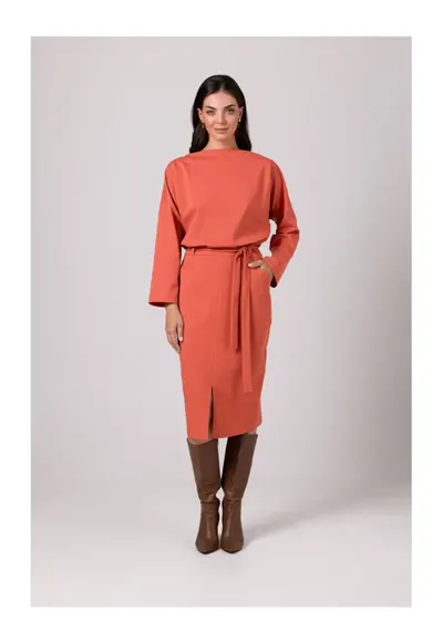 Rochie casual de dama Cadwahan B269 rosu caramiziu - Rosu