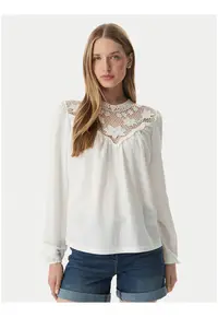 Bluza dama - alb - viscoza si poliamida - maneci lungi - croiala regular fit