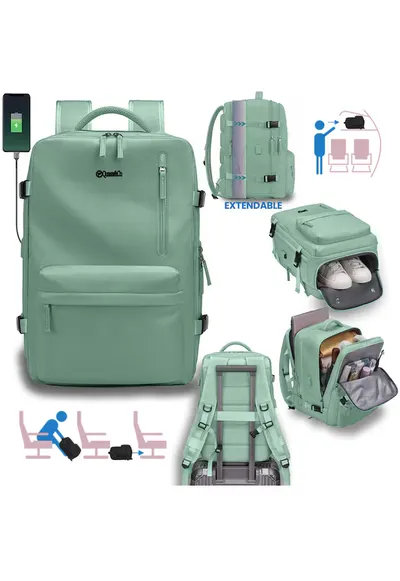 Rucsac - impermeabil - cu compartiment pantofi - USB - Albastru turcoaz