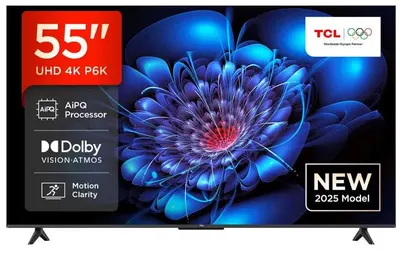 Televizor smart TCL - 55P6K, 55'', 4K, Direct LED, AiPQ Engine, Google TV, negru