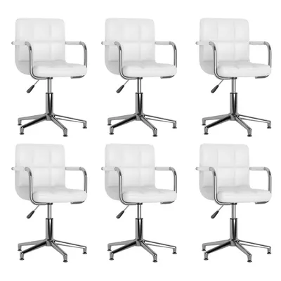 vidaXL Scaune de bucătărie pivotante, 6 buc., alb, piele ecologică
