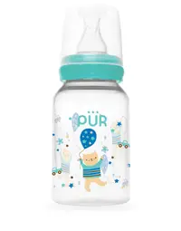 Biberon cu desen verde 0-3 luni, 125ml, PUR
