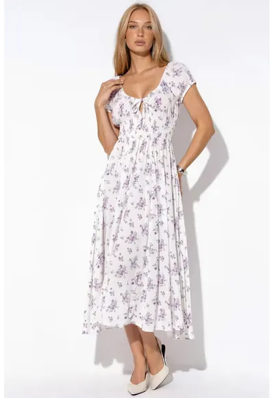 Rochie Maxi Floral - Alb Prafuit - 100% Viscosa - Femei