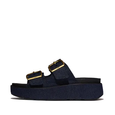 FITFLOP FitFlop Gen-FF Max Buckle Two-Bar Denim Slides DONKERE DENIM 37
