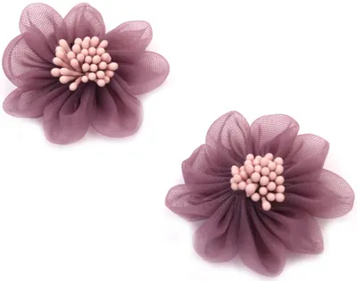 Flori pentru decor Em Art- Organza, 5 cm, violet(2 buc.)