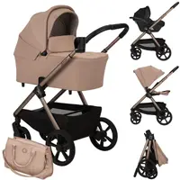 Carucior 3 in 1, Lionelo, Carmine, Cu scoica ADAC, Landou anti-reflux, Salteluta ventilata, Reglare spatar in 3 pozitii, Suport de picioare in 3 pozitii, Maner reglabil in 5 pozitii, Sustine 22 kg, Cu accesorii, 0 luni+, Bej