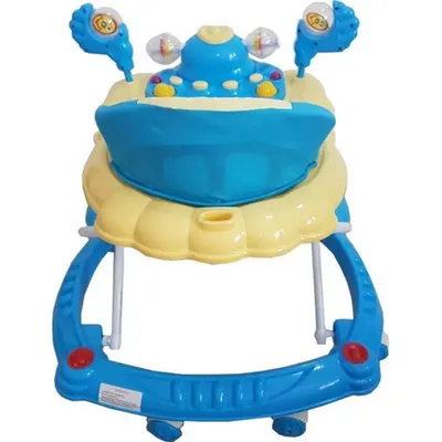 Premergator pentru copii Novokids Ratusca Albastru, Reglabil in 3 Trepte, Pliabil, 8 Roti, Cu Melodii