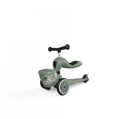 Trotineta copii cu sezut, suport jucarie, transformabila 2 in 1, HighwayKick 1 Lifestyle Greenlines, 1-5 ani, pana la 50 kg, Scoot Ride