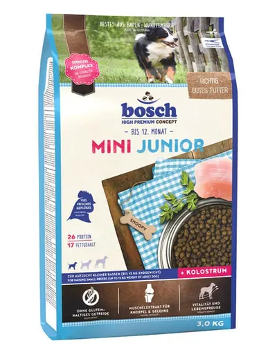 BOSCH Mini Junior Hrana uscata pentru catei de talie mica, cu carne de pasare 3 kg