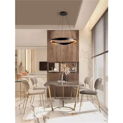 Lampa suspendata RADON Triac Dimabil Mat Negru & Auriu Aluminiu LED 53 Wat 220-240Volt 1751Lm 3000K IP20