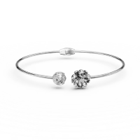 Bratara deschisa flori de tei din aur alb cu diamante de 0.17ct