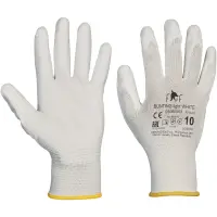 Manusi protectie cu pelicula din poliuretan Bunting Light, Alb, Marimea 10