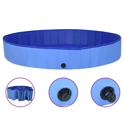 vidaXL Piscină pentru câini pliabilă, albastru, 200 x 30 cm, PVC
