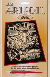 Set creativ pentru gravura KSG Crafts - Girafa, pe baza aurie