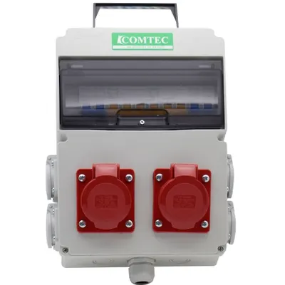 Tablou de santier echipat cu doua prize industriale trifazate de 16 A si 4 prize shuko de 16 A