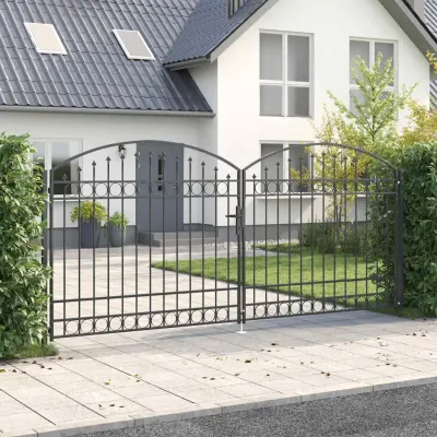 vidaXL Poartă de gard ASSEN 401 x 224,5 cm Oțel Gri Blocat