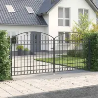 vidaXL Poartă de gard ASSEN 401 x 224,5 cm Oțel Gri Blocat
