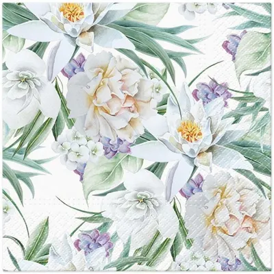 Servetele in 3 Straturi, Orient Flowers, 33 x 33 cm, 20 Bucati, Elcadis