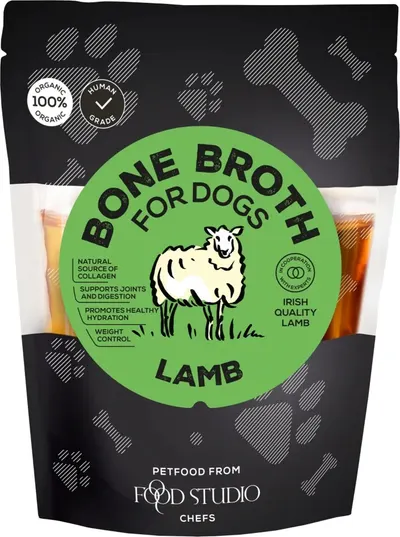 Supa de oase pentru caini, Food Studio, miel irlandez, bio, 230 ml
