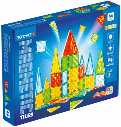 Constructor magnetic Geomag - Placi multicolore, 44 piese