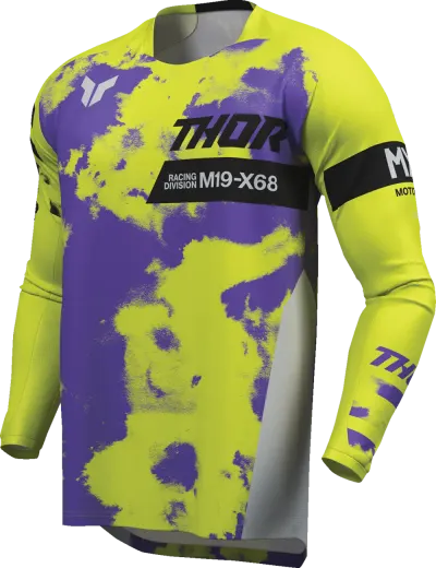 Tricou atv cross copii Thor Launchmode Bleach, culoare verde mov, marime 2YXS