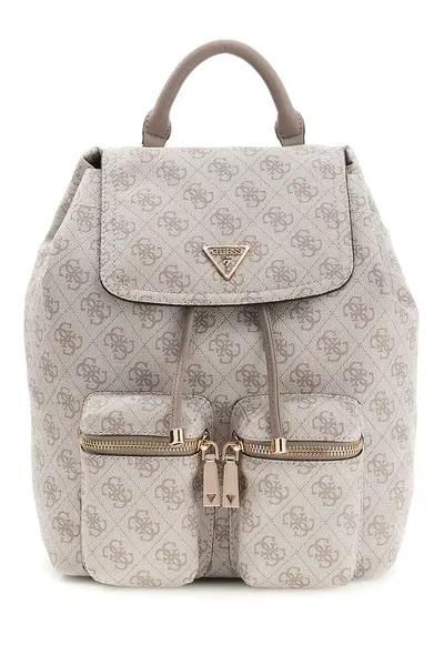 Rucsac cu model monograma Manhattan II - Gri deschis/Maro taupe
