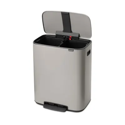 Coș de gunoi gri deschis pentru reciclare/cu pedală 2x30 l din oțel Bo – Brabantia