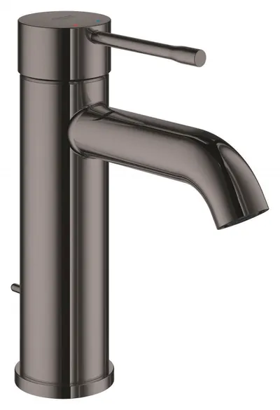 Baterie lavoar Grohe Essence 24171A01, 3/8'', marimea S, monocomanda, cartus ceramic, ventil cu tija, lucios, hard graphite