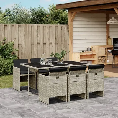 Gossi set mobilier de gradina cu perne, 7 piese gri deschis poliratan