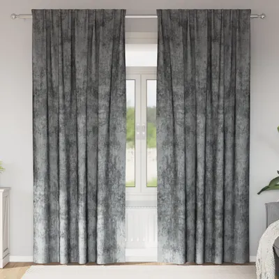 Gossi draperii din catifea 2 piese cu buzunar pentru bagheta gri 225x140 cm
