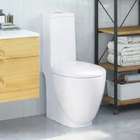vidaXL Toaletă, alb, ceramică, flux de apă în spate