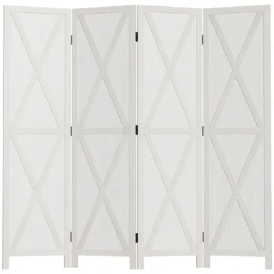 HOMCOM Paravan Interior cu 4 Panouri Pliabile din Lemn, 182x170 cm, Alb | Aosom Romania