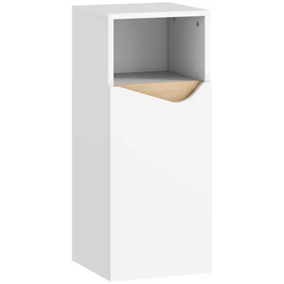 HOMCOM Dulap baie îngust cu rafturi reglabile, compartiment deschis 30 x 30 x 71,5 cm Alb | Aosom Romania